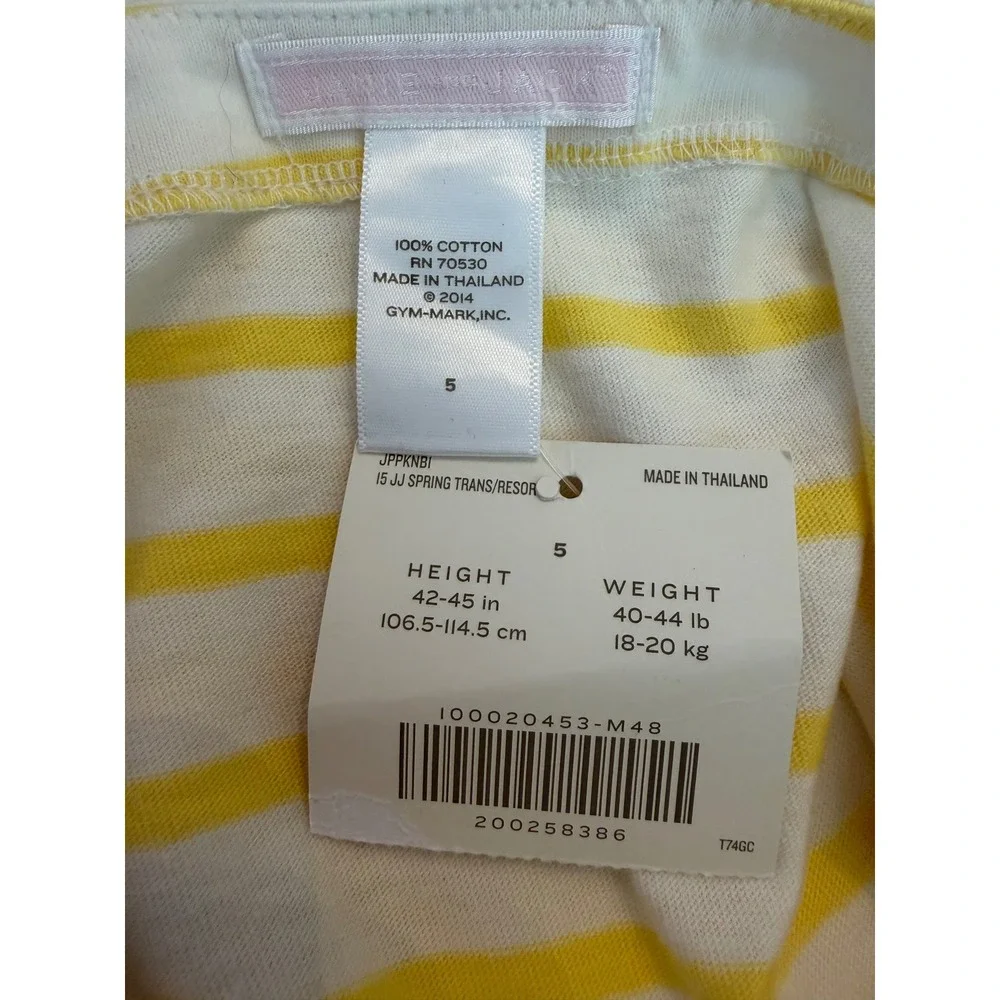NWT Janie and Jack Girls Yellow Bateau White Striped Top Navy Bow‎ Accent Size 5